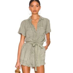 Casual Gray Button-Up Romper